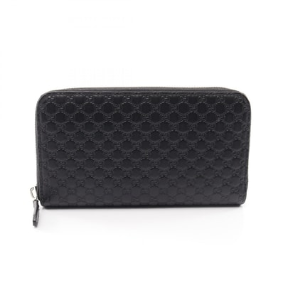 グッチ GUCCI マイクログッチシマ ラウンド長財布 財布 レザー メンズ レディース ブラック系 544473 【中古】