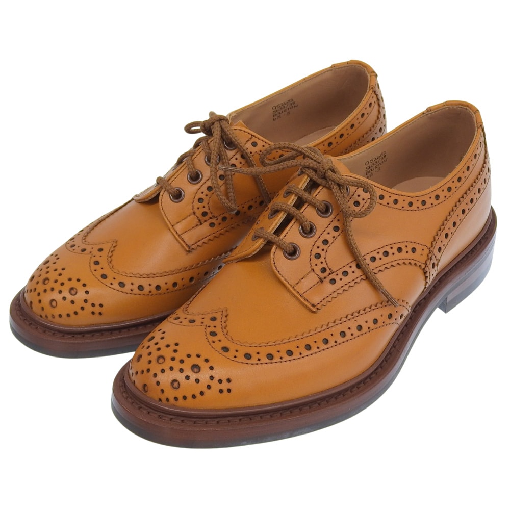 トリッカーズ 新品同様 5633 BURTON バートン アンティークダービーブローグ シューズ メンズ キャメル 6 1/2 9.5