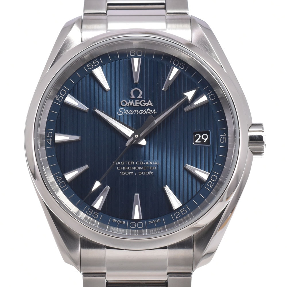 オメガ OMEGA 231.10.42.21.03.003 シーマスター アクアテラ デイト ブルー 自動巻き メンズ 美品 保証書付き 腕時計 L#151037