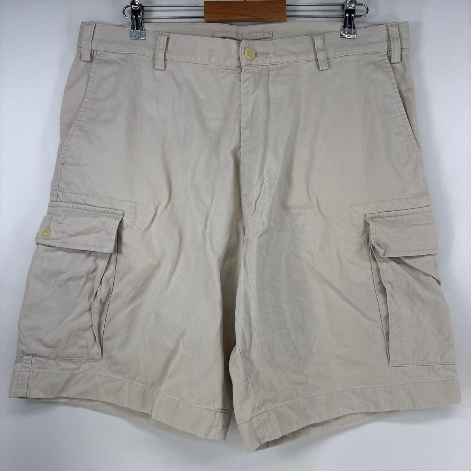 古着 ノーティカ NAUTICA ショートパンツ カーゴパンツ ハーフパンツ ワンポイントロゴ チノパン 大きいサイズ w38  ベージュ メンズ