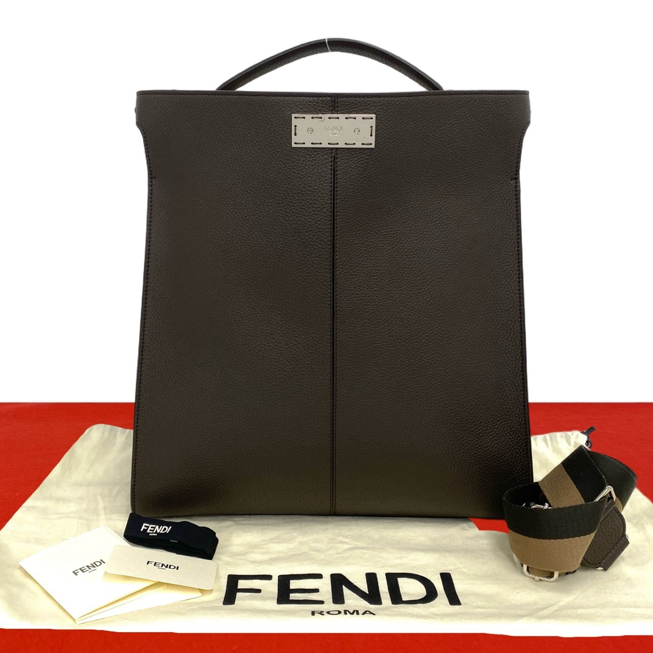 FENDI フェンディ ピーカブー エックス ライト レザー ショルダーバッグ ブラウン
 907-7