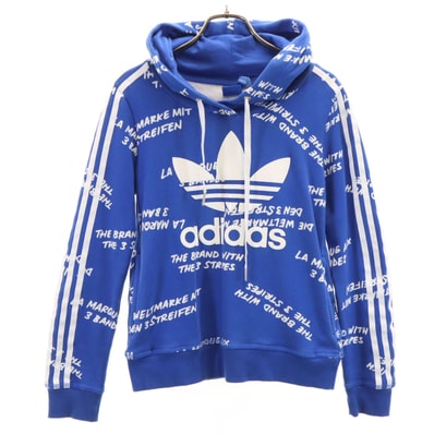 adidas Originals アディダスオリジナルス トレフォイルロゴ 長袖 スウェットパーカー M ブルー