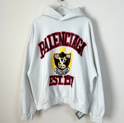 BALENCIAGA WMNS Diy College Hoodie Medium Fit "White"