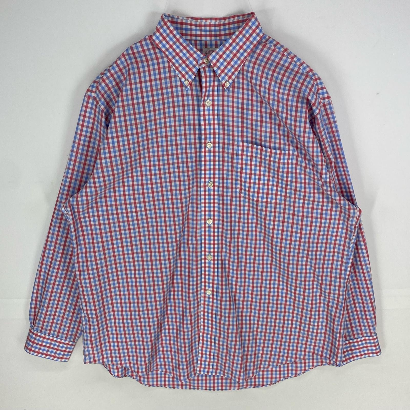 古着 ブルックスブラザーズ Brooks Brothers 長袖シャツ 胸ポケット ロングスリーブ 胸ポケット XL  レッド系 チェック メンズ