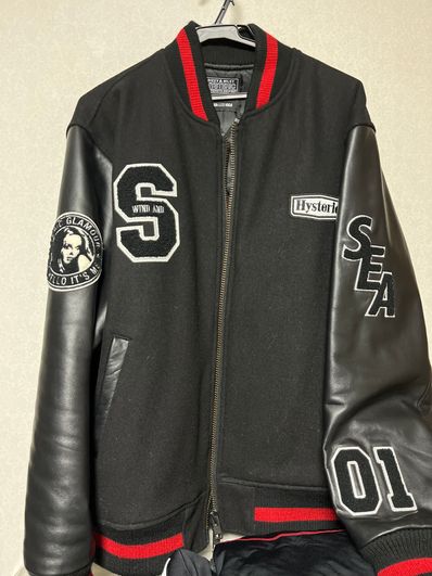 WIND AND SEA x HYSTERIC GLAMOUR Varsity Jacket "Black"