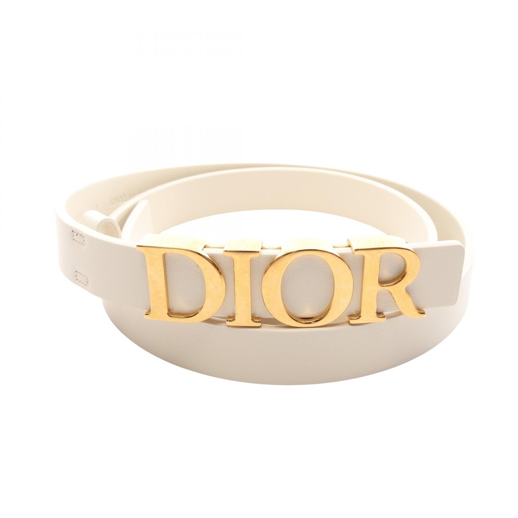 ディオール Dior D-Dream ゴールド金具 ベルト 衣料品 レザー レディース ホワイト系 【中古】