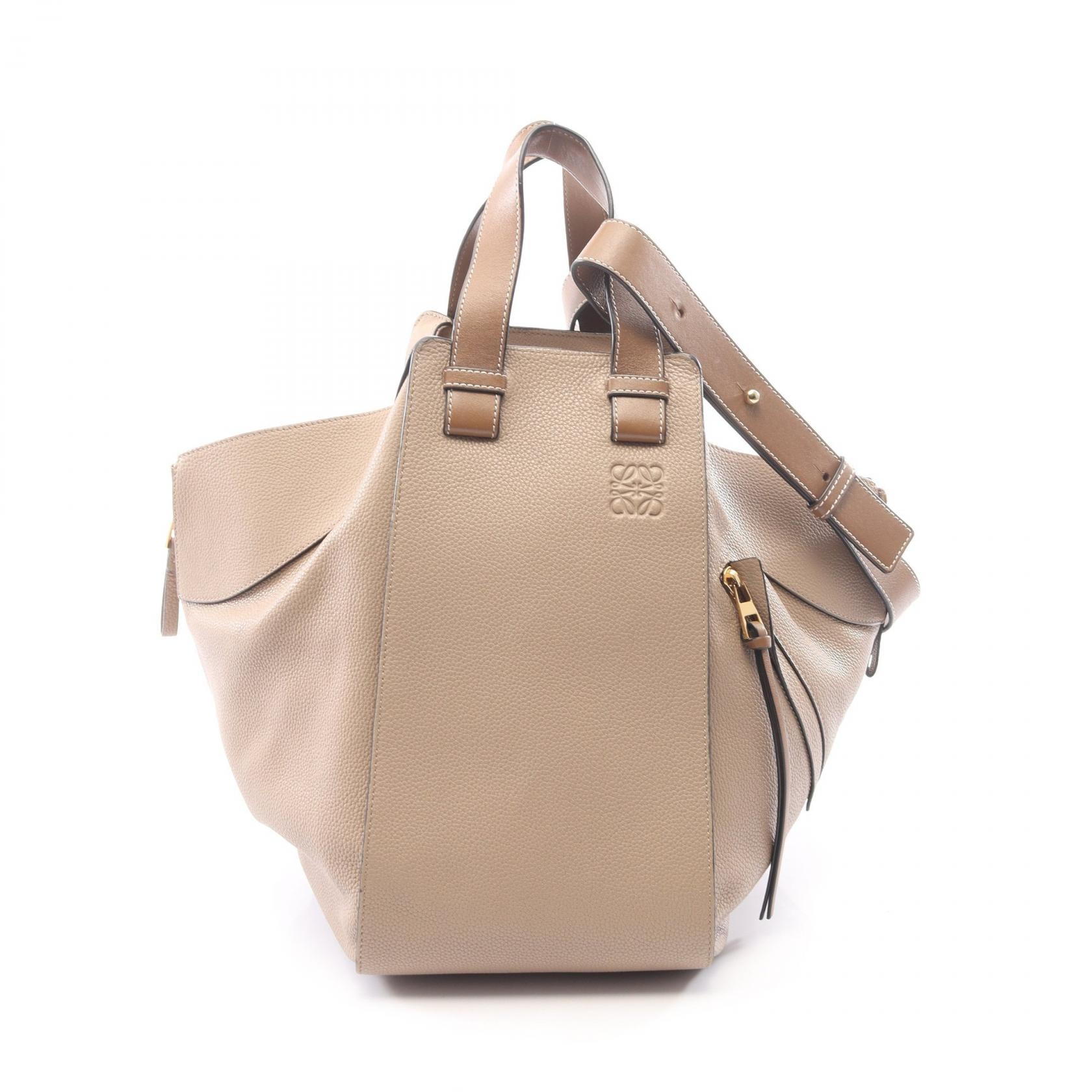 ロエベ LOEWE HAMMOCK MEDIUM ハンモック ミディアム 2WAY ハンドバッグ バッグ レザー レディース ベージュ系 / ブラウン系 【中古】