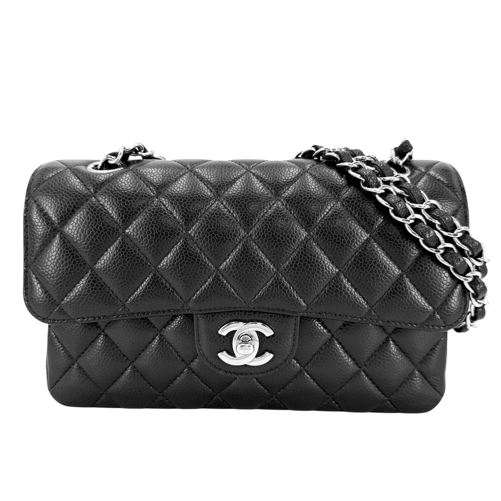 CHANEL シャネル ショルダーバッグ マトラッセ23 ダブルチェーン ダブルフラップ 肩掛け 斜め掛け ココマーク ターンロック キャビアスキン ブラック 黒 シルバー金具 レディース 美品【中古品】