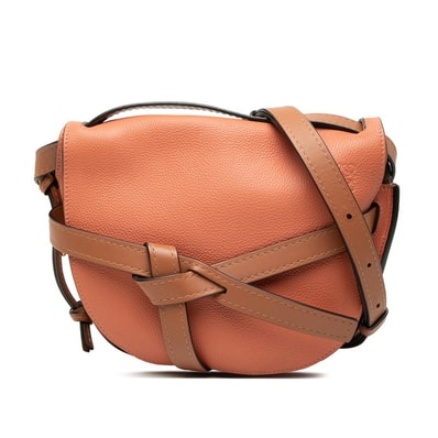 ロエベ アナグラム ゲート 斜め掛け ショルダーバッグ ピンク系 レザー レディース LOEWE 【中古】