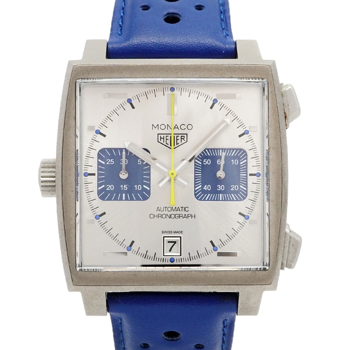 ★最終価格★SALE【6wcd0301】タグホイヤー モナコ クロノグラフ レーシングブルー CAW218C シルバー文字盤【中古】腕時計 メンズ