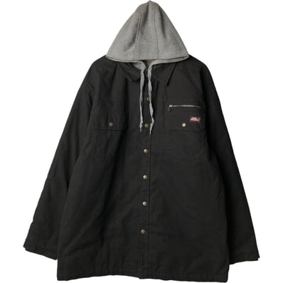古着 ディッキーズ Dickies フード付き 中綿入り 長袖 ワークシャツ シャツジャケット メンズXXL相当/eaa592518