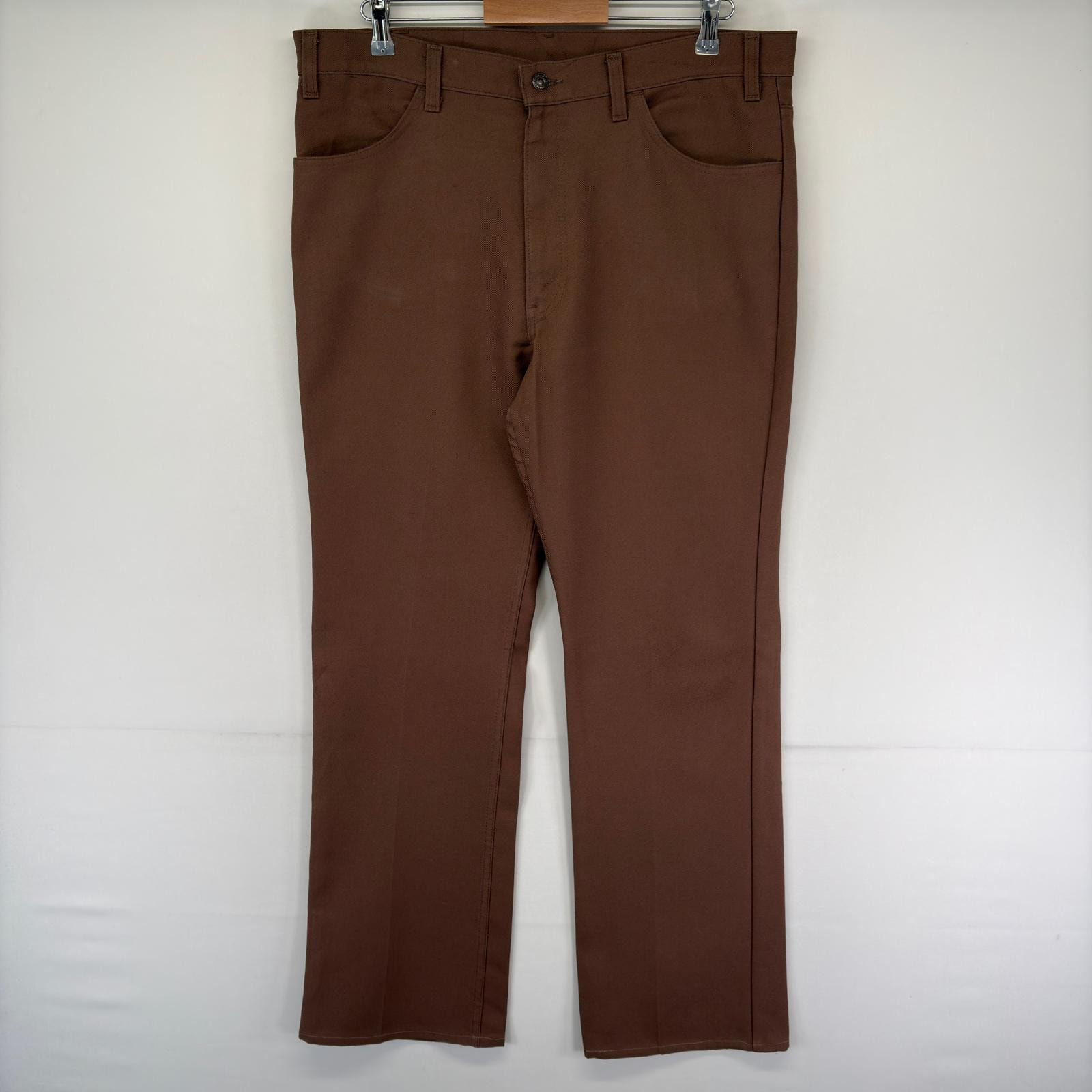 古着 リーバイス Levi's パンツ スラックス ブーツカット フレア ポリエステルパンツ ジップ タロンジップ w38 L33 ブラウン系 メンズ