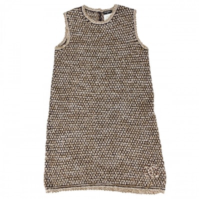 CHANEL シャネル ワンピース ノースリーブ アパレル 服 36 ブルー 青 ブラウン 茶 レーヨン ナイロン レディース 春 夏【中古品】