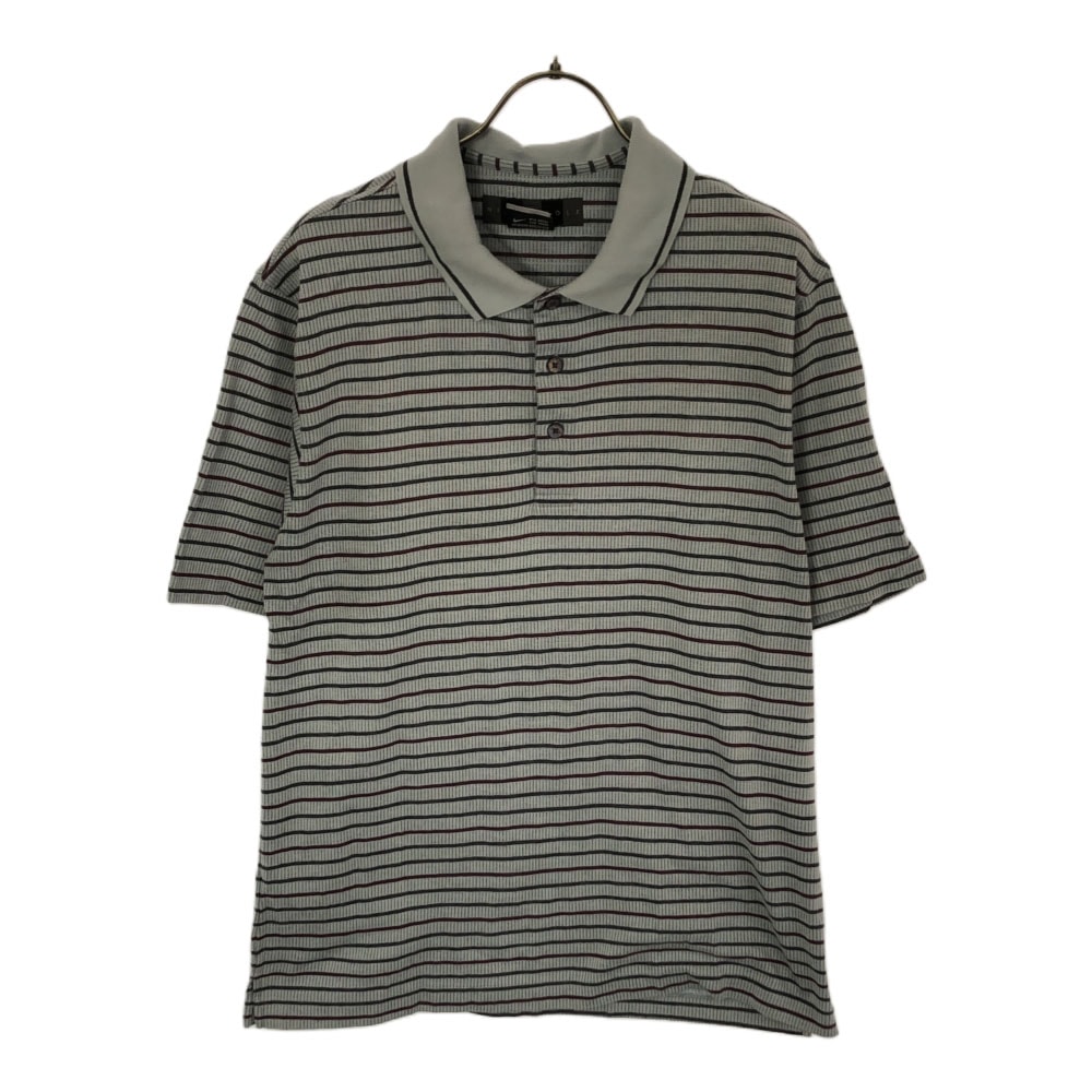 NIKE GOLF ナイキゴルフ ボーダー ゴルフ 半袖 ポロシャツ S グレー系 DRI FIT