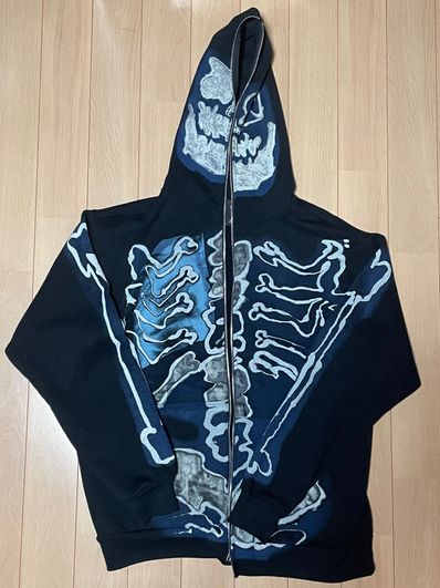 Travis Scott Cactus Jack For Fragment Skeleton Graffiti Full Zip Hoodie "Black"
