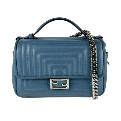 フェンディ FENDI ショルダーバッグ ダブルマイクロバゲット レザー ブルー系 レディース 8M0371-I8F【中古】 z11049