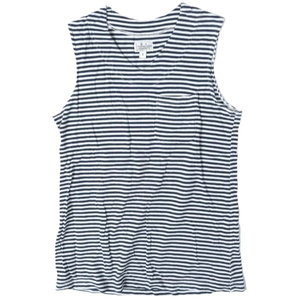 FWK by ENGINEERED GARMENTS エフダブリューケー エンジニアードガーメンツ アメリカ製 U Neck Top - Jersey ノースリーブボーダーTシャツ 1 NAVY タンクトップ ベスト トップス g13814