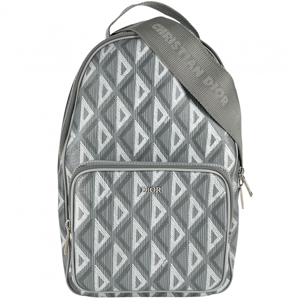 Dior ディオール ボディバッグ RIDER CDダイヤモンド ミニスリングバッグ ライダー 斜め掛け 1ESBO038CDP PVCコーティングキャンバス  レザー   グレー シルバー金具 メンズ 美品【中古品】