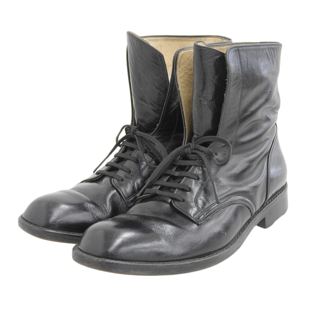 コムデギャルソン レザー レースアップブーツ シューズ レディース 黒 ブラック 22 1/2 22 1/2