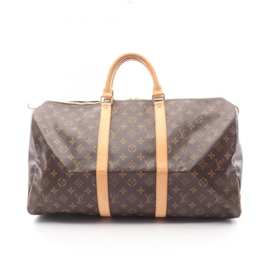 ルイ・ヴィトン LOUIS VUITTON キーポル50 ボストンバッグ バッグ PVCコーティングキャンバス レザー モノグラム メンズ レディース ブラウン系 M41426 【中古】