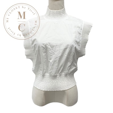 ルイヴィトン LOUIS VUITTON トップス コットン ホワイト ブラウス モノグラム ノースリーブ