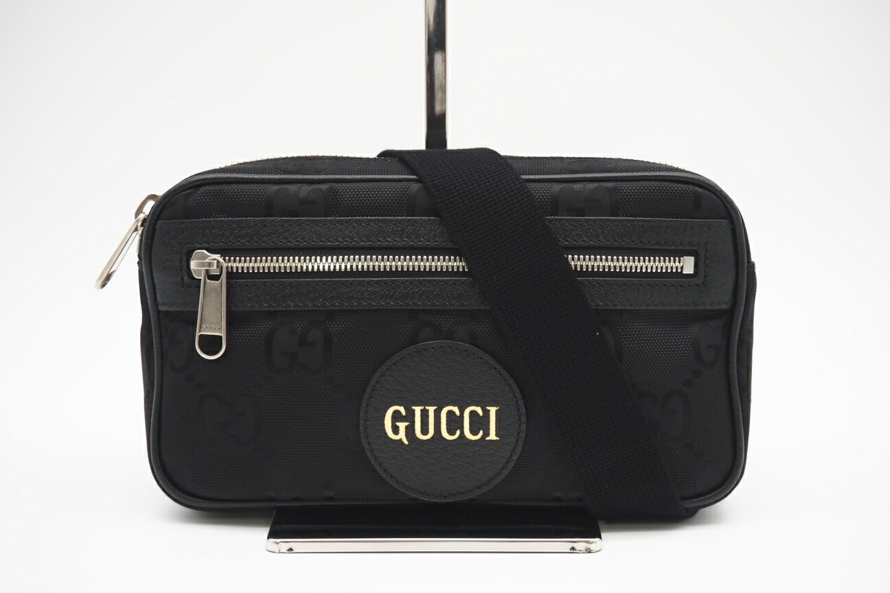 極美品 GUCCI グッチ オフザグリッド GGナイロン レザー ボディバッグ 631341 ボディバッグ ブラック ナイロン レザー メンズ