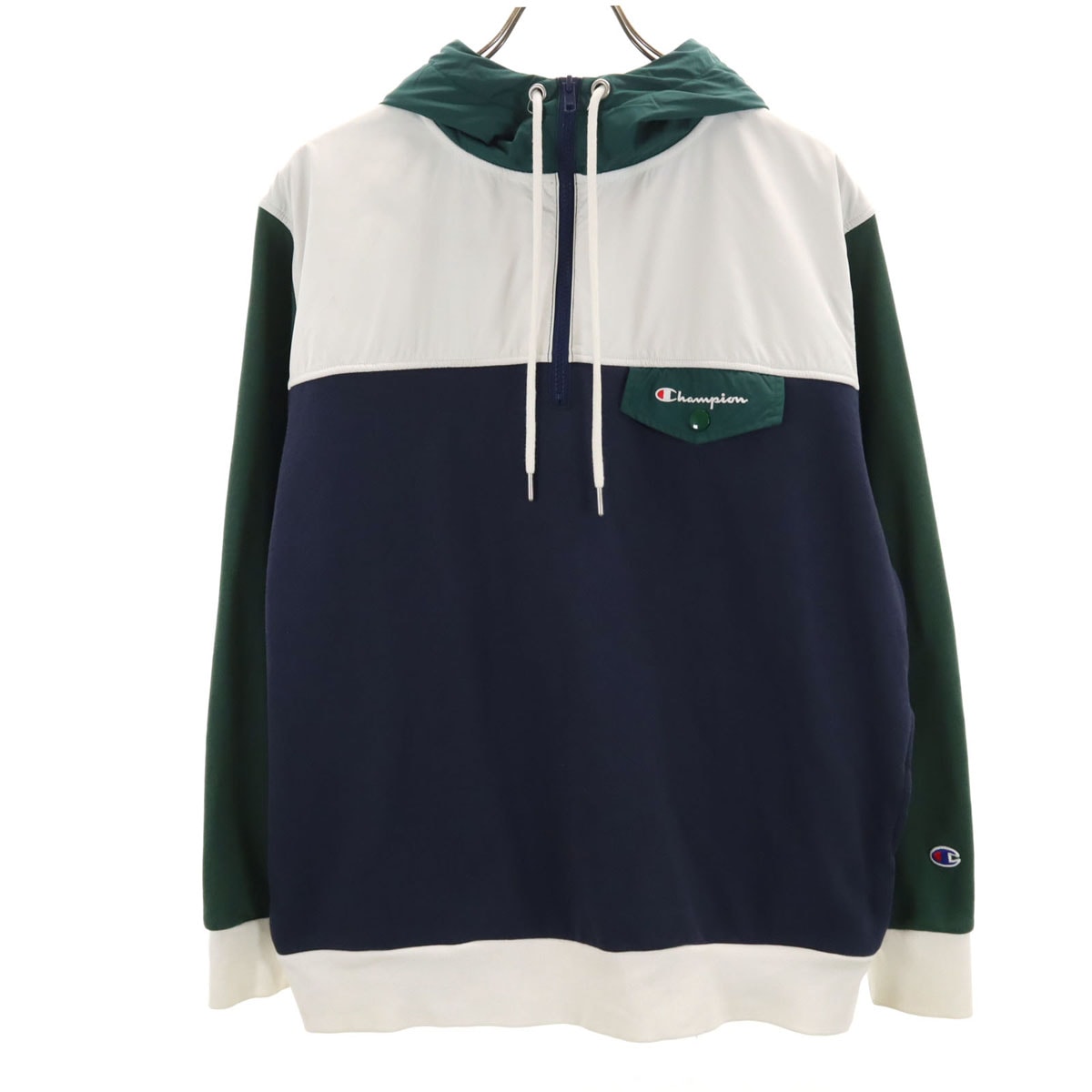 Champion チャンピオン ザダファー The DUFFER コラボ 長袖 ハーフジップ パーカー L ネイビー
