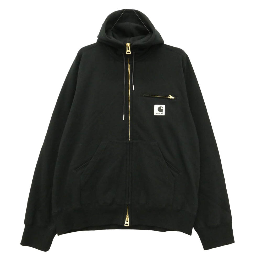 Sacai サカイ Carhartt カーハート 26SS 26-01091S x Carhartt WIP Cotton Jersey Hoodie カーハート コットン ジャージー フーディー ジップアップ パーカー ブラック系 3【中古】