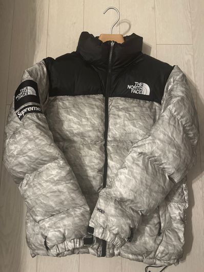 Supreme x The North Face Nuptse Jacket "White Paper Print"