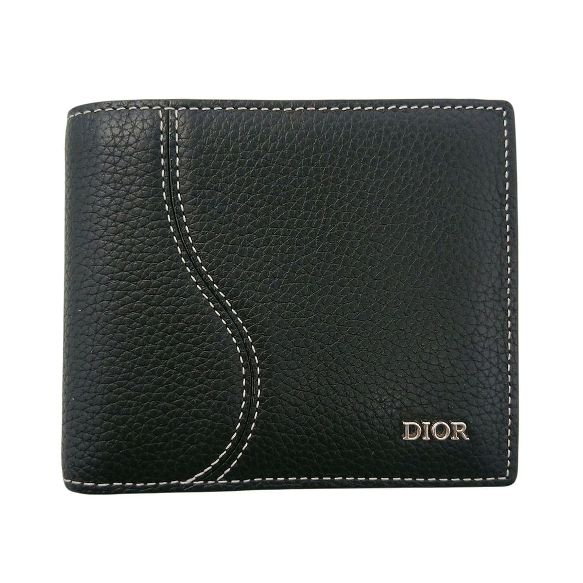 Christian Dior クリスチャンディオール Saddle ウォレット 二つ折り財布 2ADBC306YKK レザー ブラック  メンズ【中古】