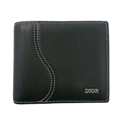 Christian Dior クリスチャンディオール Saddle ウォレット 二つ折り財布 2ADBC306YKK レザー ブラック メンズ【中古】