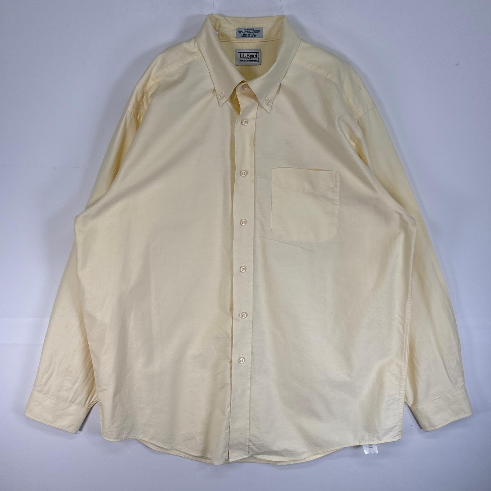 古着 00’s/00年代 エルエルビーン L.L.Bean 長袖シャツ 肉厚 胸ポケ ボタンダウン L  イエロー系 無地 メンズ