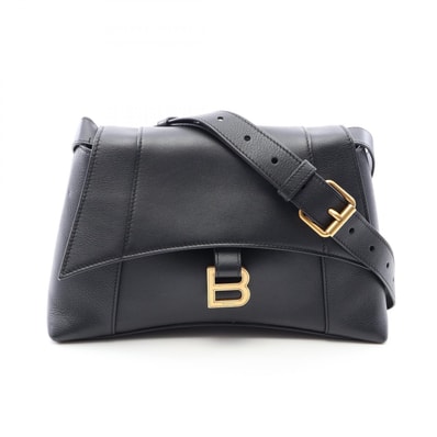 バレンシアガ BALENCIAGA DOWNTOWN スモール ショルダーバッグ バッグ レザー レディース ブラック系 671353 【中古】