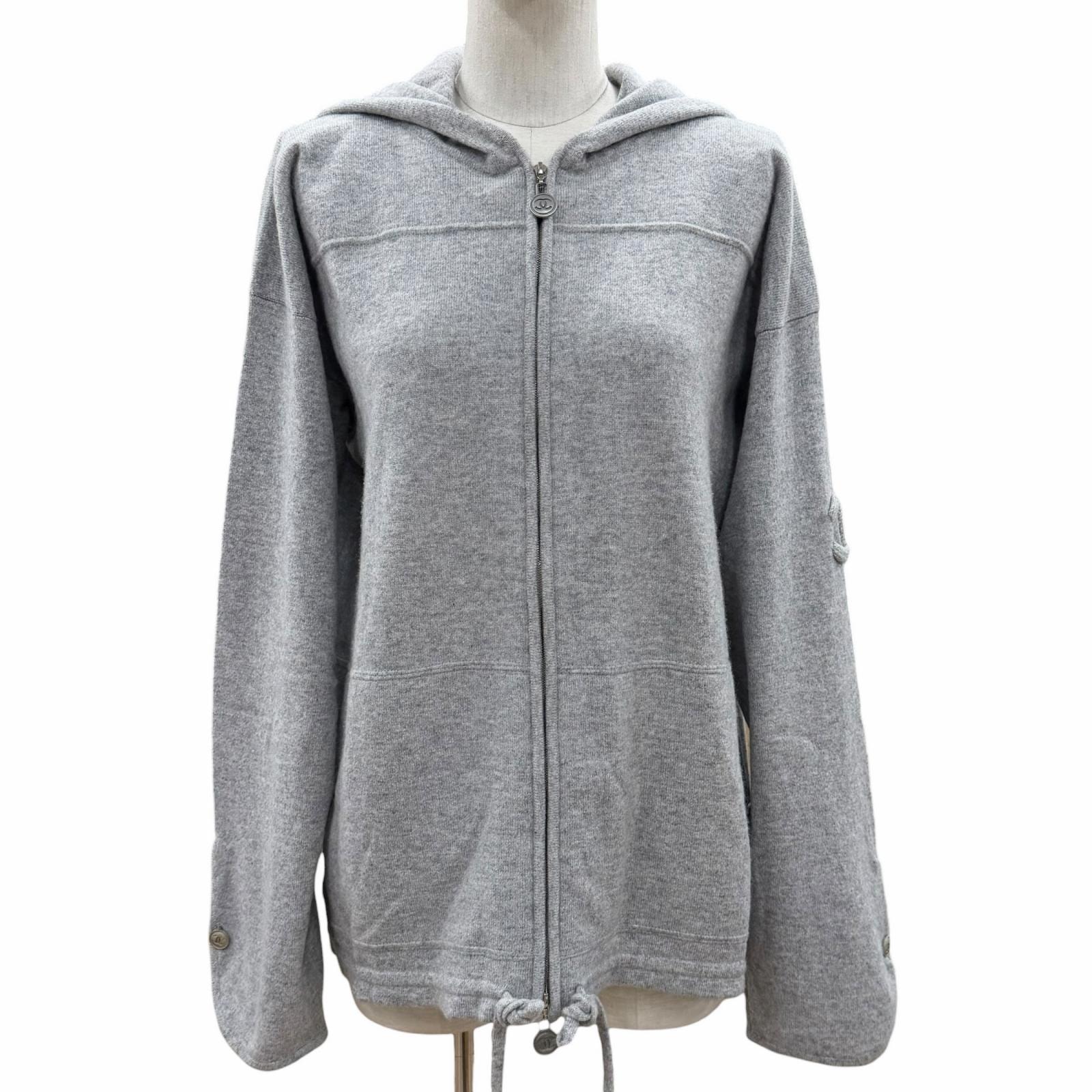 美品 シャネル パーカー グレー レディース 46 P39408