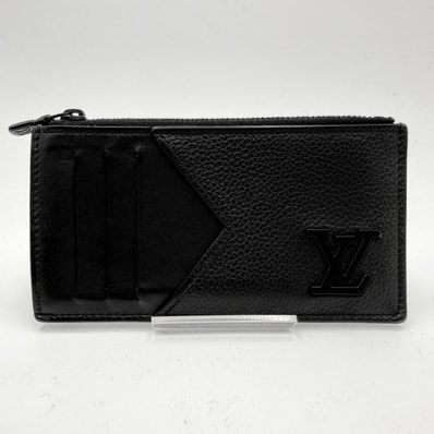 LOUIS VUITTON(ルイ・ヴィトン)LVアエログラム コインカード・ホルダー コインケース/カードケース ブラック レザー ブラックトーン金具 RFID ICチップ内蔵 メンズ