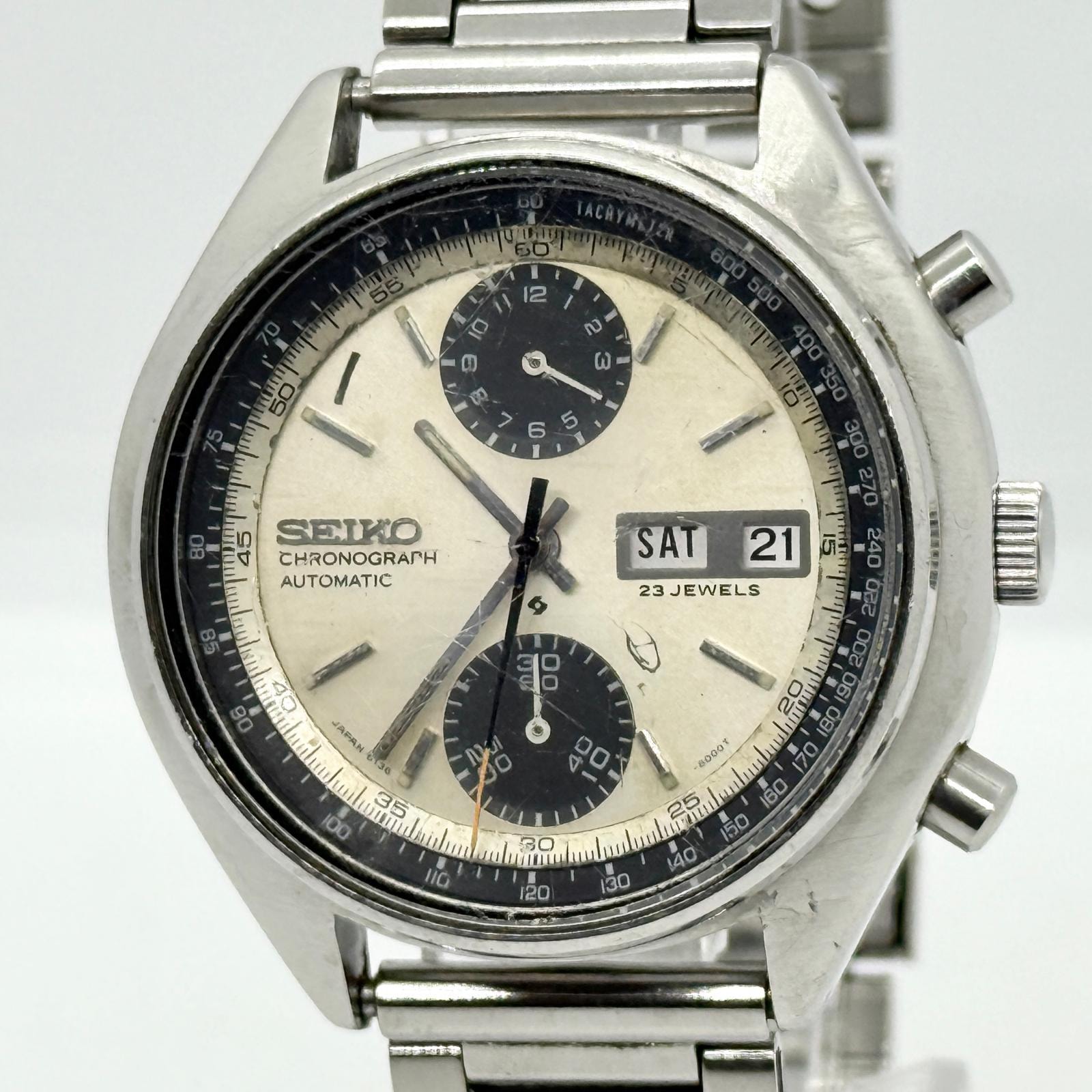 SEIKO セイコー 23 JEWELS 6138-8000 ホワイト AT メンズ ベビーパンダ 腕時計 稼働品