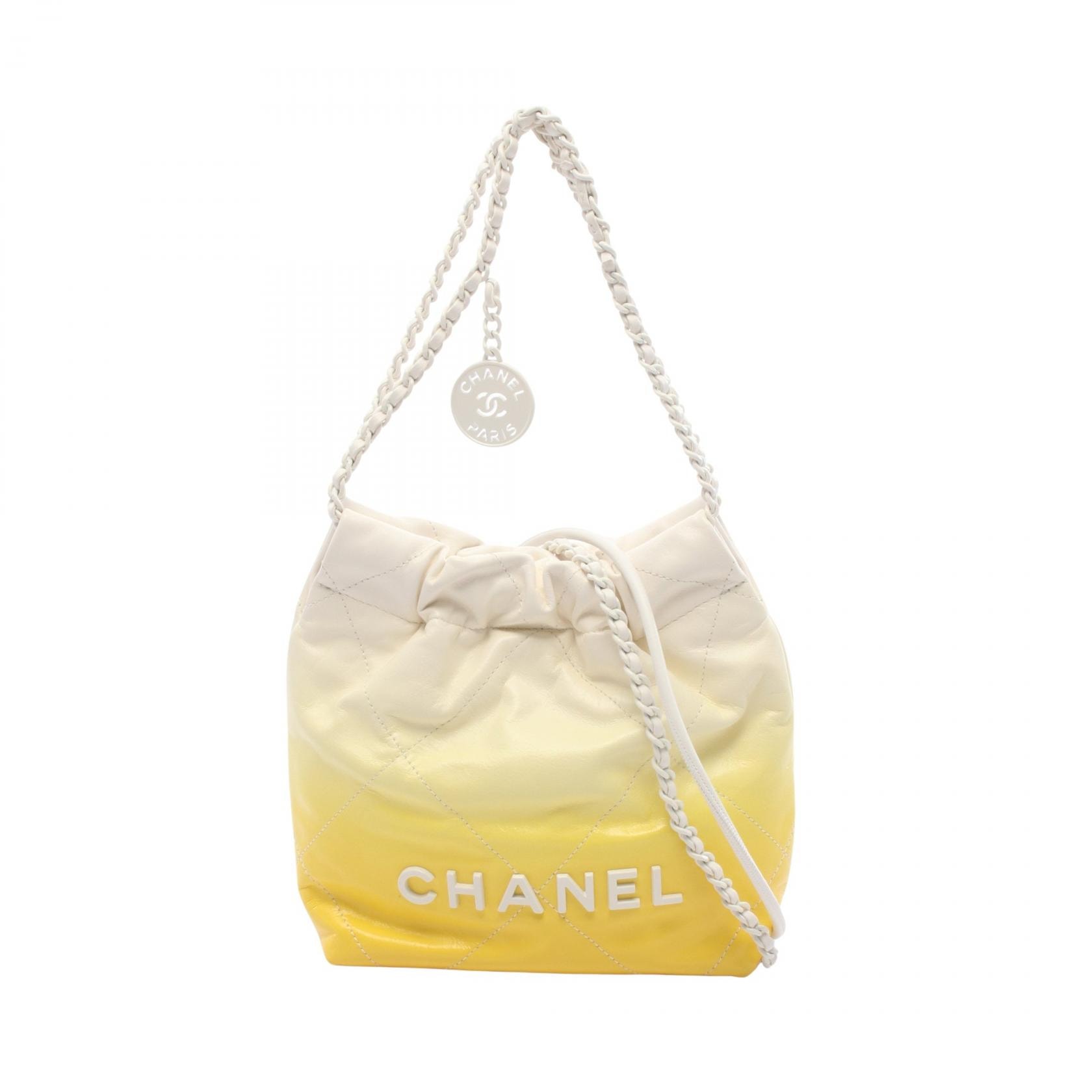 シャネル CHANEL CHANEL 22 ミニ 2WAY ホワイト金具 ショルダーバッグ バッグ レザー レディース アイボリー系 / イエロー系 AS3980 【中古】