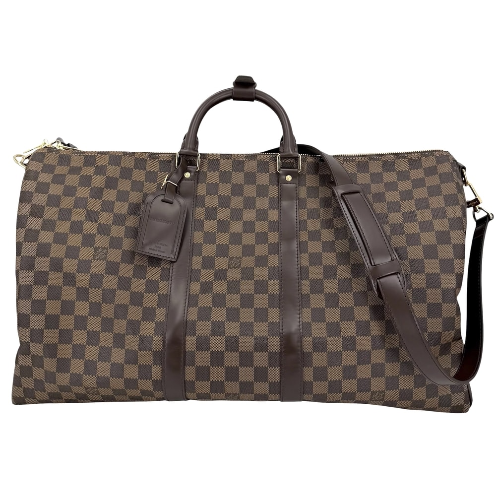 LOUIS VUITTON ルイヴィトン ボストンバッグ キーポルバンドリエール55 旅行バッグ トラベルバッグ 肩掛け 斜め掛け ショルダーバッグ N41414 ダミエキャンバス    ブラウン 茶 ゴールド金具 ユニセックス【中古品】
