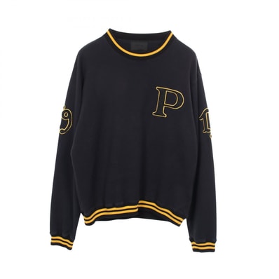 プラダ PRADA カレッジロゴ スウェット 衣料品 トップス コットン メンズ ネイビー系 / イエロー系 UJL80B 【中古】