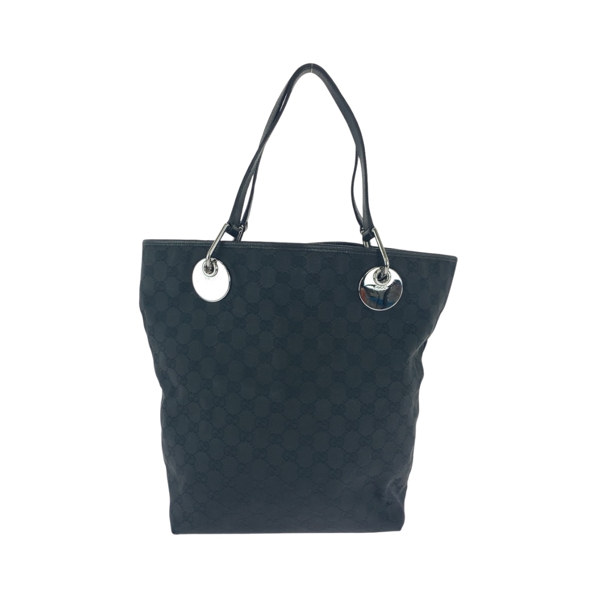 美品 GUCCI グッチ ブラック 黒 シルバー金具 GGキャンバス トートバッグ ショルダーバッグ 604347 【中古】