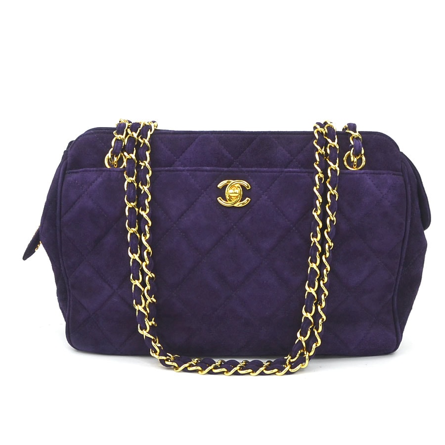 シャネル CHANEL ショルダーバッグ スエード/メタル パープル/ゴールド レディース【中古】 e61094g