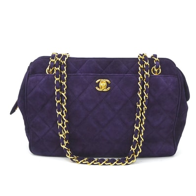 シャネル CHANEL ショルダーバッグ スエード/メタル パープル/ゴールド レディース【中古】 e61094g