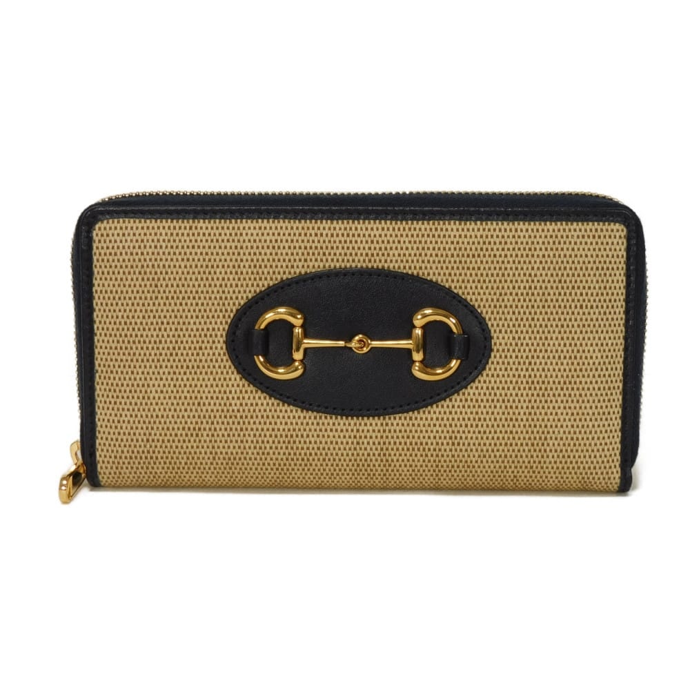 GUCCI グッチ ホースビット 1955 ジップアラウンドウォレット ネイビー ラウンドファスナー マチ付き 札入れ カードケース コインケース ロングジップウォレット 美品 日本限定 キャンバス ベージュ 長財布 621889 H58AG 2599