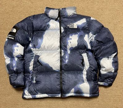 Supreme x The North Face Bleached Denim Print Nuptse Jacket "Indigo"