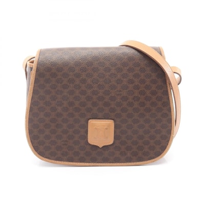 セリーヌ CELINE マカダム ショルダーバッグ バッグ PVCコーティングキャンバス レザー レディース ブラウン系 【中古】