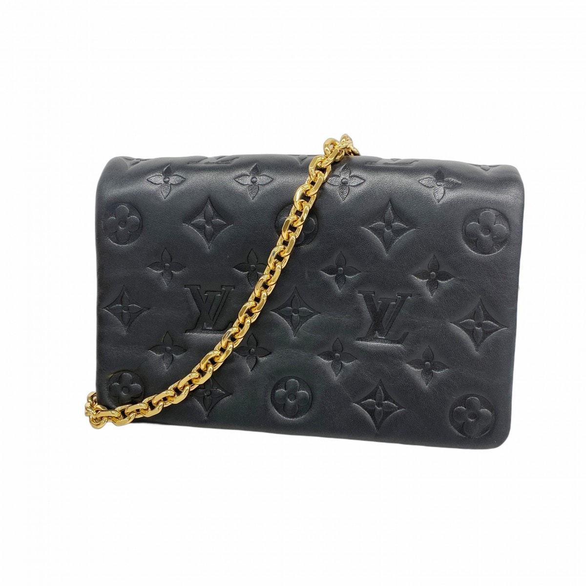 【6dc3048】ルイヴィトン ショルダーバッグ モノグラム・エンボス ポシェットクッサン M82116 ノワール【中古】レディース