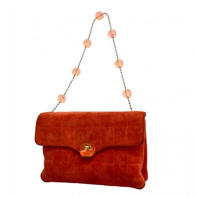 【6dd5336-k】シャネル ハンドバッグ チョコバー スウェード オレンジ シルバー金具【中古】レディース