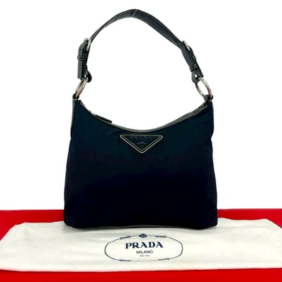 PRADA プラダ 三角ロゴ 金具 ナイロン レザー ショルダーバッグ ネイビー
27839