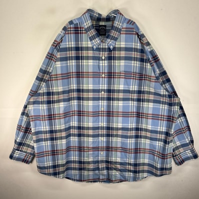 古着 ブルックスブラザーズ Brooks Brothers 長袖シャツ ボタンダウン 3XL ブルー系 チェック メンズ