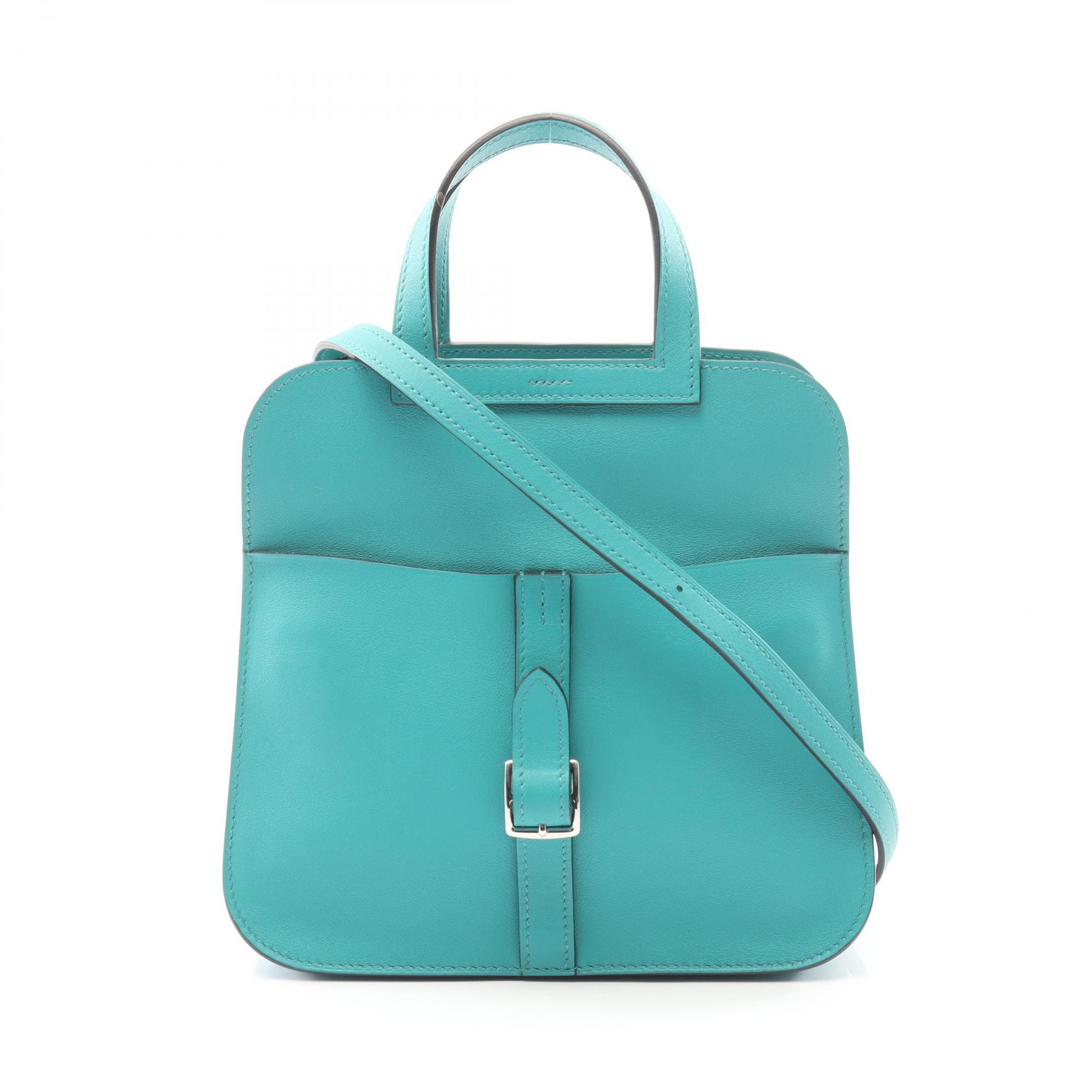 エルメス HERMES アルザン ミニ ハンドバッグ バッグ レザー ヴォースイフト ブルーパオン X刻印(2016年製造) レディース グリーン系 【中古】